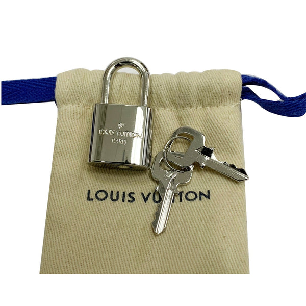 full view lv Padlock and 2 Keys Silver Bag Charm