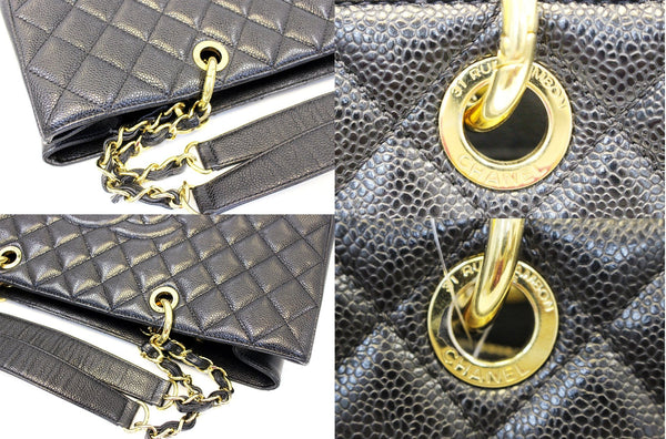 CHANEL Caviar Leather Black XL Grand Shopping Tote Bag