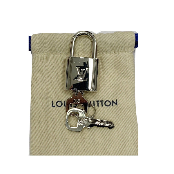 top view Lv Padlock & 2 Keys Silver Bag Charm Num 310