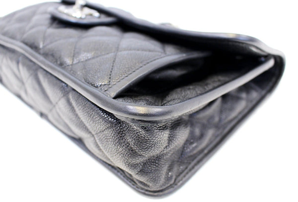 CHANEL Vintage Flap Caviar Leather Shoulder Bag Black