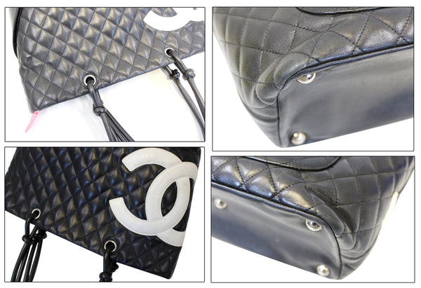 CHANEL Black CalfSkin Leather Large Cambon Tote Bag