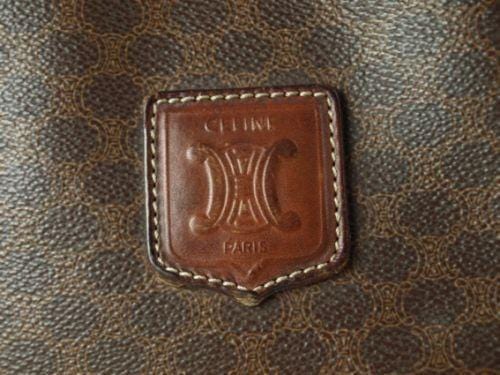 Celine Macadam PVC Leather Brown Drawstring Shoulder Bag