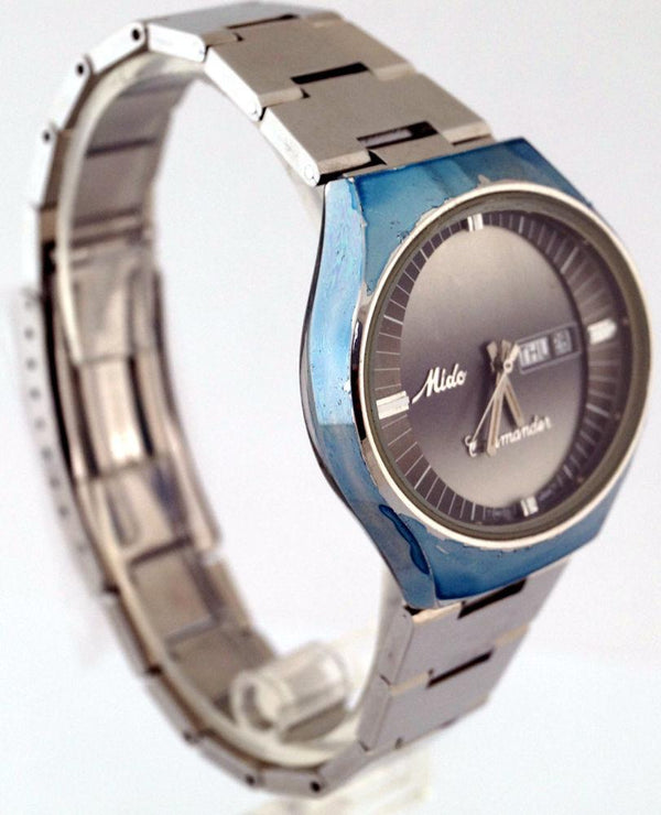 Mido Commander 8689 Automatic Gray SS Day/Date Swiss Watch