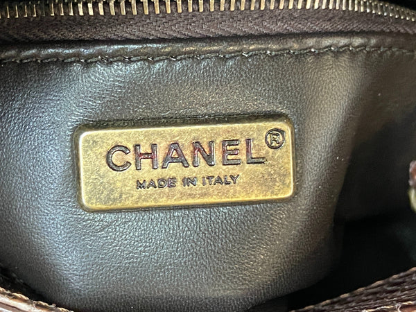 CHANEL Timeless Classic Flap Python Shoulder Bag Brown