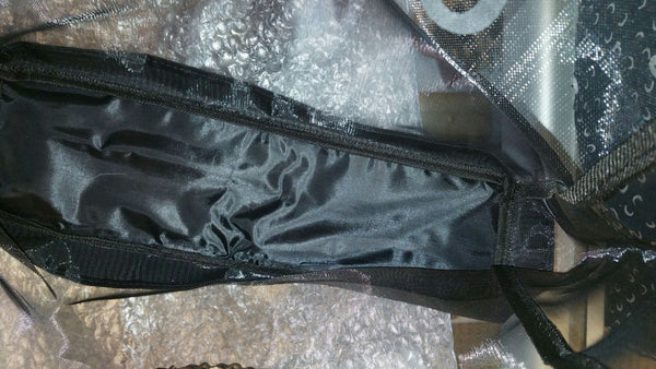 CHANEL Tote Bag - Mesh Black Travel Handbag Gold Chain - inside view