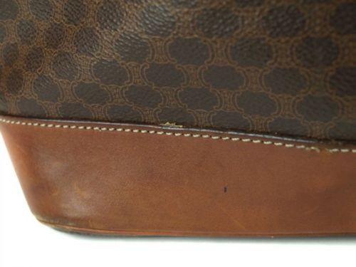 Celine Macadam PVC Leather Brown Drawstring Shoulder Bag