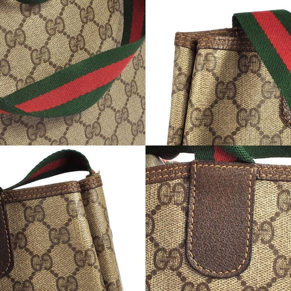 Gucci Pvc Leather Brown Beige, Brown Tote Bag E1047