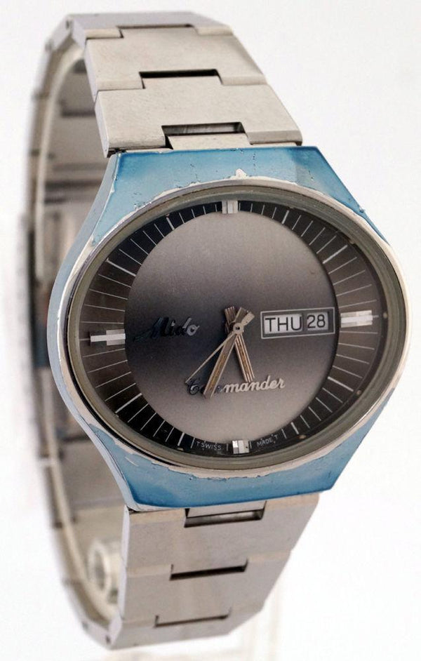 Mido Commander 8689 Automatic Gray SS Day/Date Swiss Watch