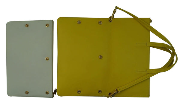 Celine Folded Hippo 3way Yellow White Leather Tote Shoulder Bag