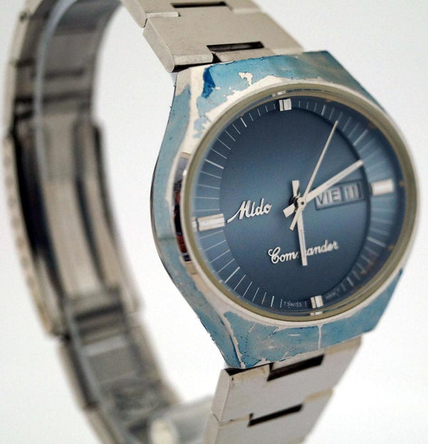Mido Commander 8689 Automatic Blue SS Day/Date Swiss Watch
