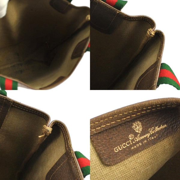 Gucci Pvc Leather Brown Beige, Brown Tote Bag E1047