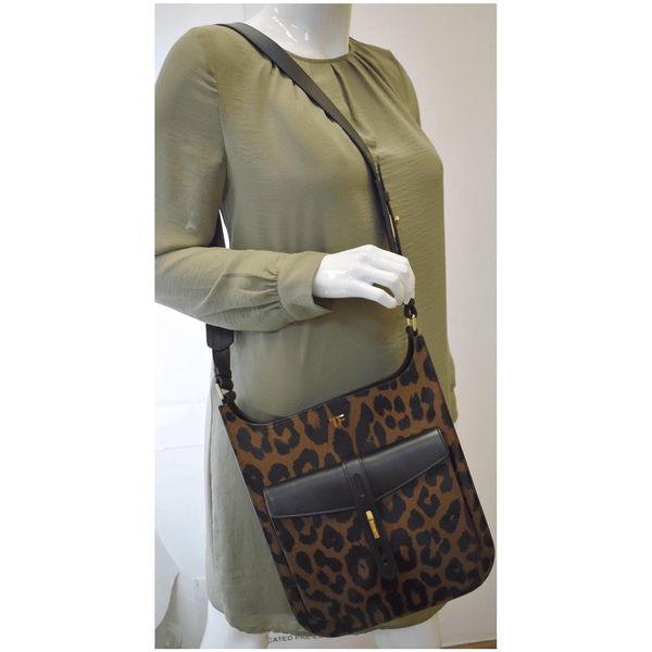 TOM FORD T-Twist Medium Calf Hair Crossbody Bag Leopard-Print