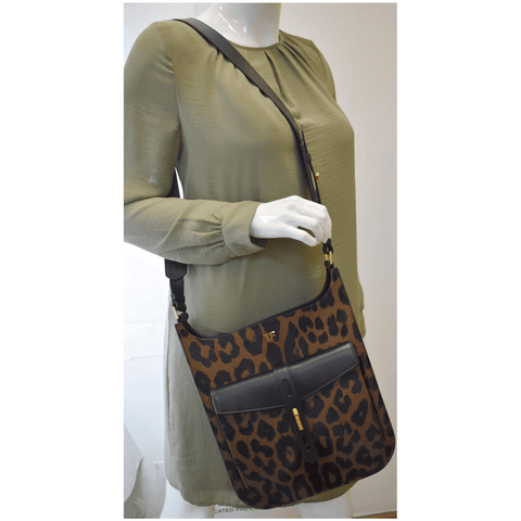 TOM FORD T-Twist Medium Calf Hair Crossbody Bag Leopard-Print