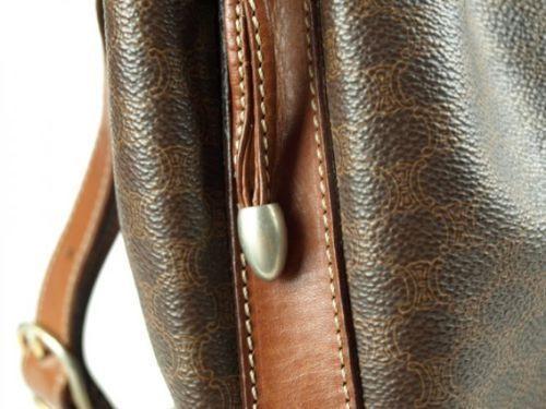 Celine Macadam PVC Leather Brown Drawstring Shoulder Bag