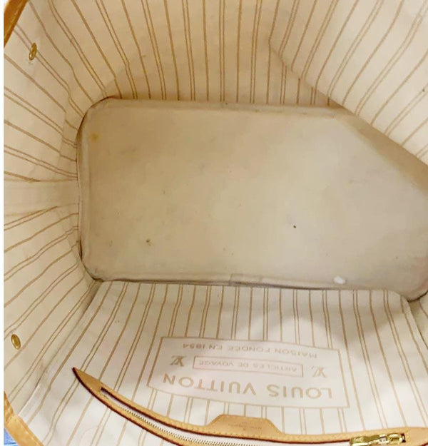 inner preview LV Neverfull MM Damier Azur Tote Bag