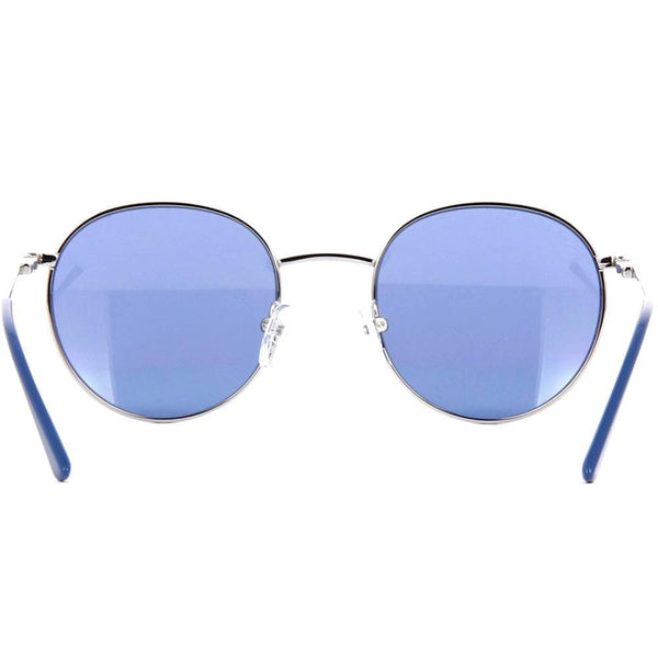 CALVIN KLEIN CK18104S 045 Round Men Silver Sunglasses Blue Lens