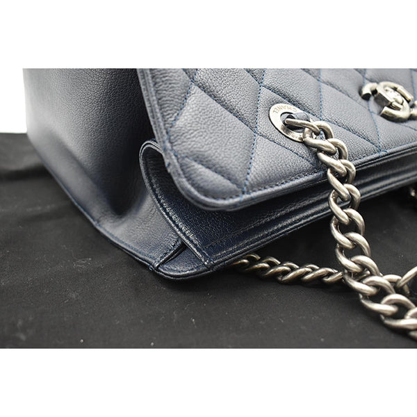 CHANEL City Rock Quilted Leather Shopping Tote Bag Blue