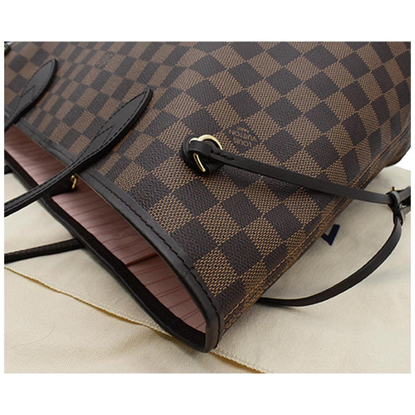 LOUIS VUITTON Neverfull MM Damier Ebene Tote Bag Rose Ballerine