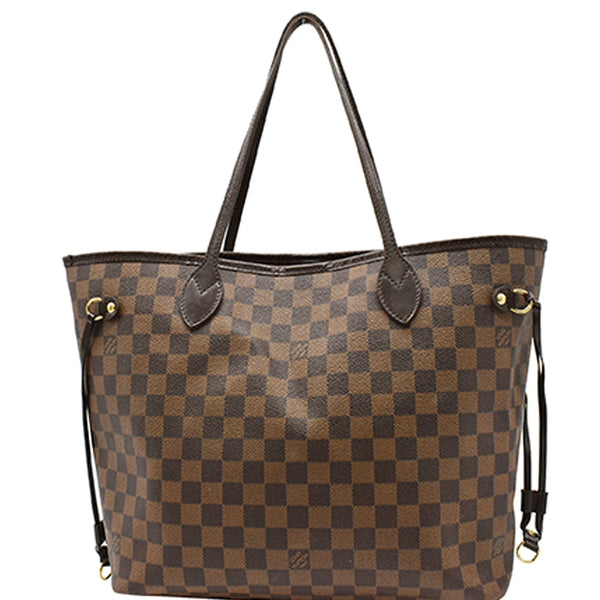 LOUIS VUITTON Neverfull MM Damier Ebene Tote Bag Brown