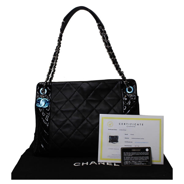 Chanel CC Charm Quilted Lambskin Patent Leather tote bag