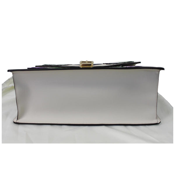 GUCCI Sylvie Embroidered Leather Medium Top Handle Bag White 431665