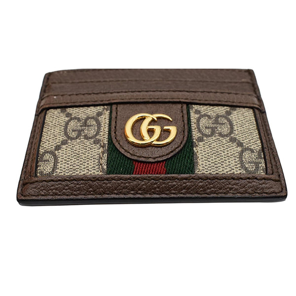 GUCCI Ophidia GG Canvas Card Case Brown 523159