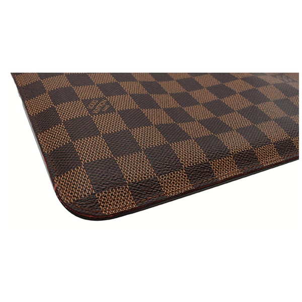 LOUIS VUITTON Neverfull MM Damier Ebene Pochette Wristlet Pouch Brown