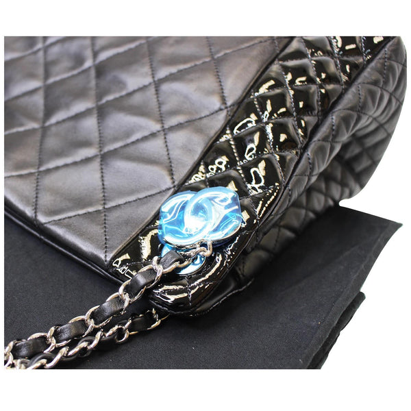 Chanel CC Charm Quilted Lambskin Patent Leather Bag close view