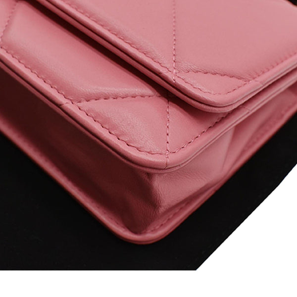 CHANEL 19 CC WOC Leather Wallet On Chain Crossbody Bag Pink