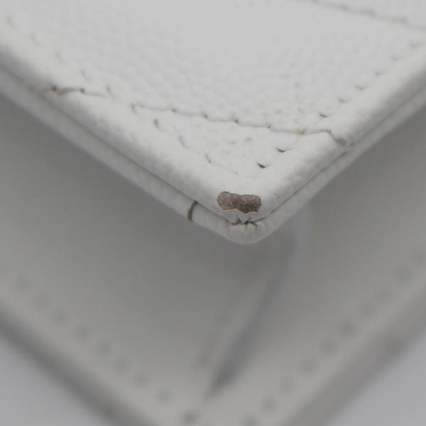 YVES SAINT LAURENT Monogram Grain De Poudre Chain Wallet White