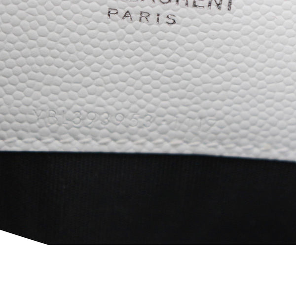 YVES SAINT LAURENT Monogram Grain De Poudre Chain Wallet White