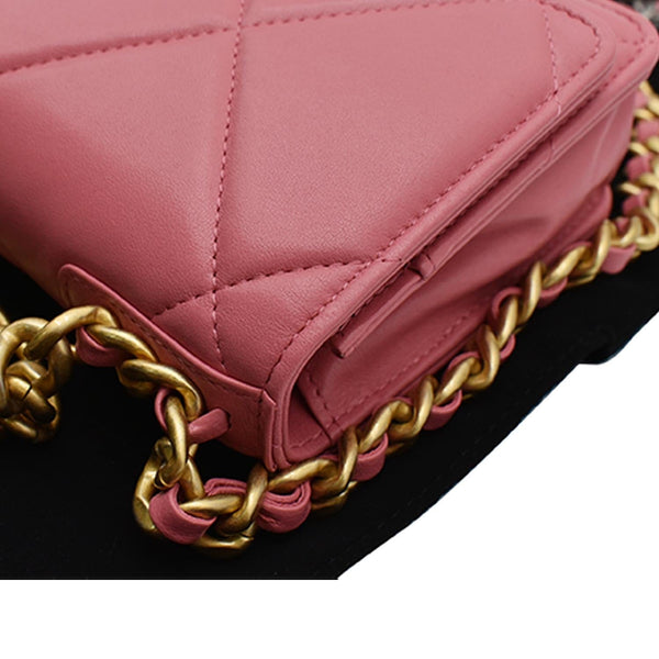 CHANEL 19 CC WOC Leather Wallet On Chain Crossbody Bag Pink