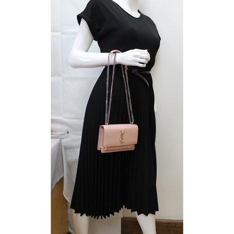 YVES SAINT LAURENT Monogram Sunset Medium Leather Shoulder Bag Pink