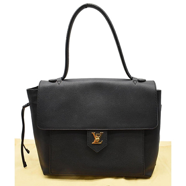 LOUIS VUITTON Women Lockme MM Leather Satchel Bag Black