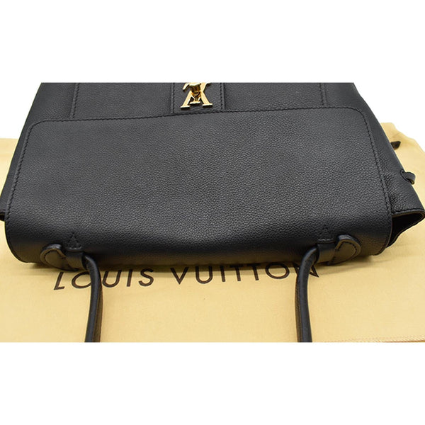 LOUIS VUITTON Women Lockme MM Leather Satchel Bag Black
