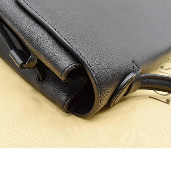 LOUIS VUITTON Women Lockme MM Leather Satchel Bag Black