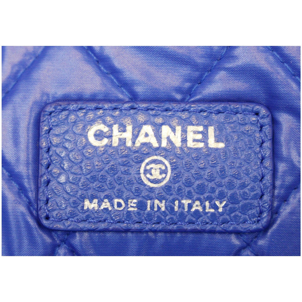 CHANEL Foldover Quilted Caviar Leather Clutch Bag Blue