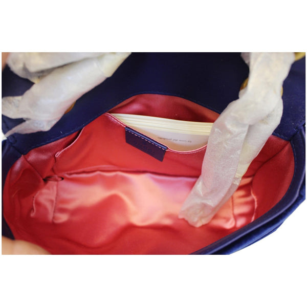 GUCCI GG Marmont Velvet Mini Shoulder Crossbody Bag Blue