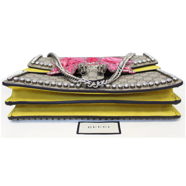 GUCCI Dionysus Medium GG Supreme Embroidered Crystal Bow Shoulder Bag Beige -US