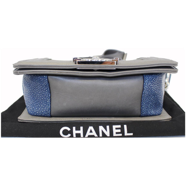 CHANEL Medium Boy Flap w Stingray Lambskin Shoulder Bag Silver-US