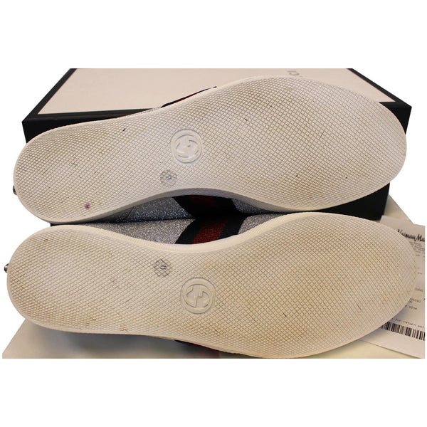 GUCCI Silver Glitter Web sneaker with Studs Size 11-US