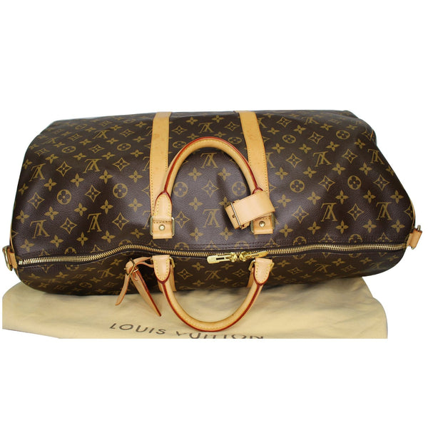 LOUIS VUITTON Keepall 55 Bandouliere Monogram Canvas Travel Bag Brown