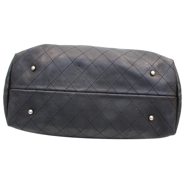 CHANEL Large Shopping Grained Vegetal Calfskin Tote Bag Black