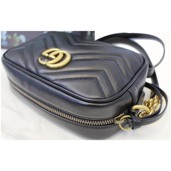 GUCCI GG Marmont Matelasse Mini Leather Crossbody Bag Black 448065