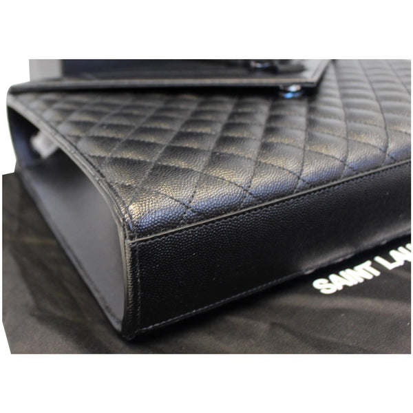 YVES SAINT LAURENT Envelope Large Matelasse Embossed Leather Shoulder Bag Black