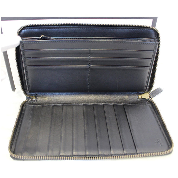 GUCCI Matelasse GG Marmont Zip Around Calfskin Wallet Black-US