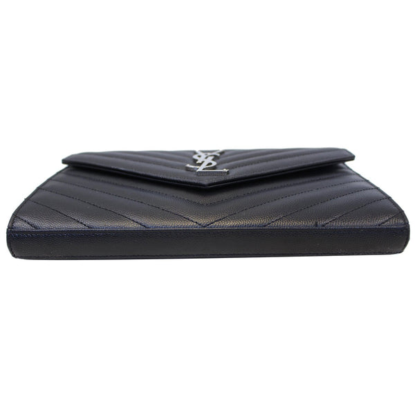 YVES SAINT LAURENT Monogram Grain De Poudre Chain Wallet Black