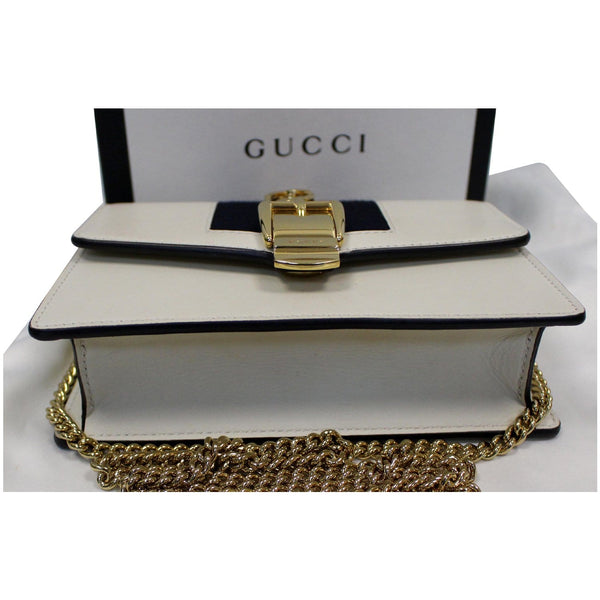 GUCCI Sylvie Super Mini Leather Crossbody Bag 494646 White