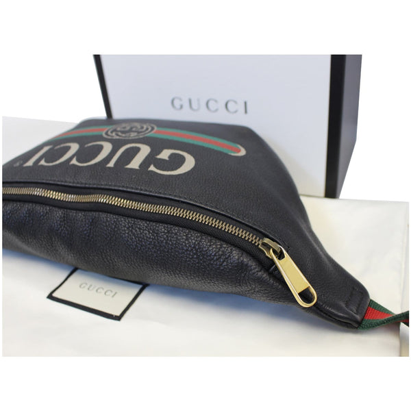 GUCCI Print Leather Black Belt Waist Bumbag Medium 530412-US