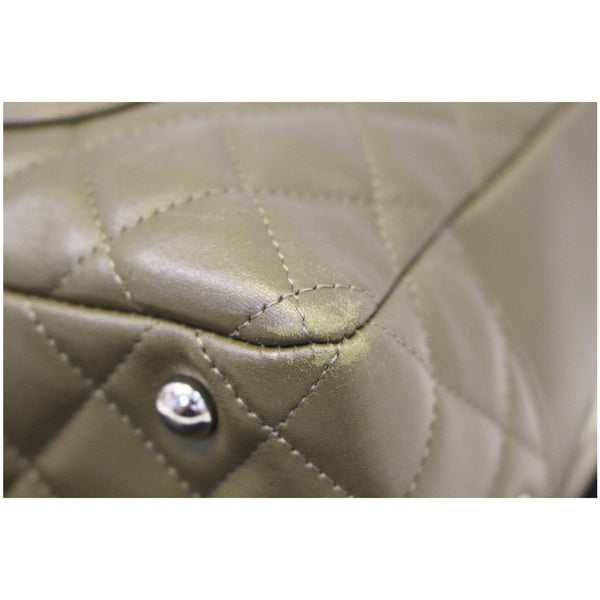 CHANEL Cambon Line Leather Shoulder Bag Dark Green